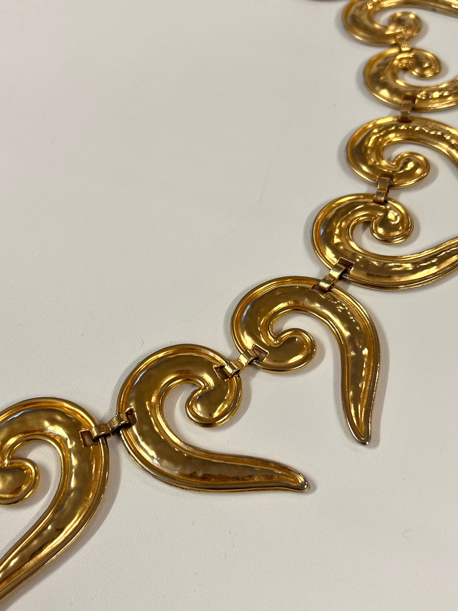 vintage abstract swirly heart gold chain belt 90s – hong