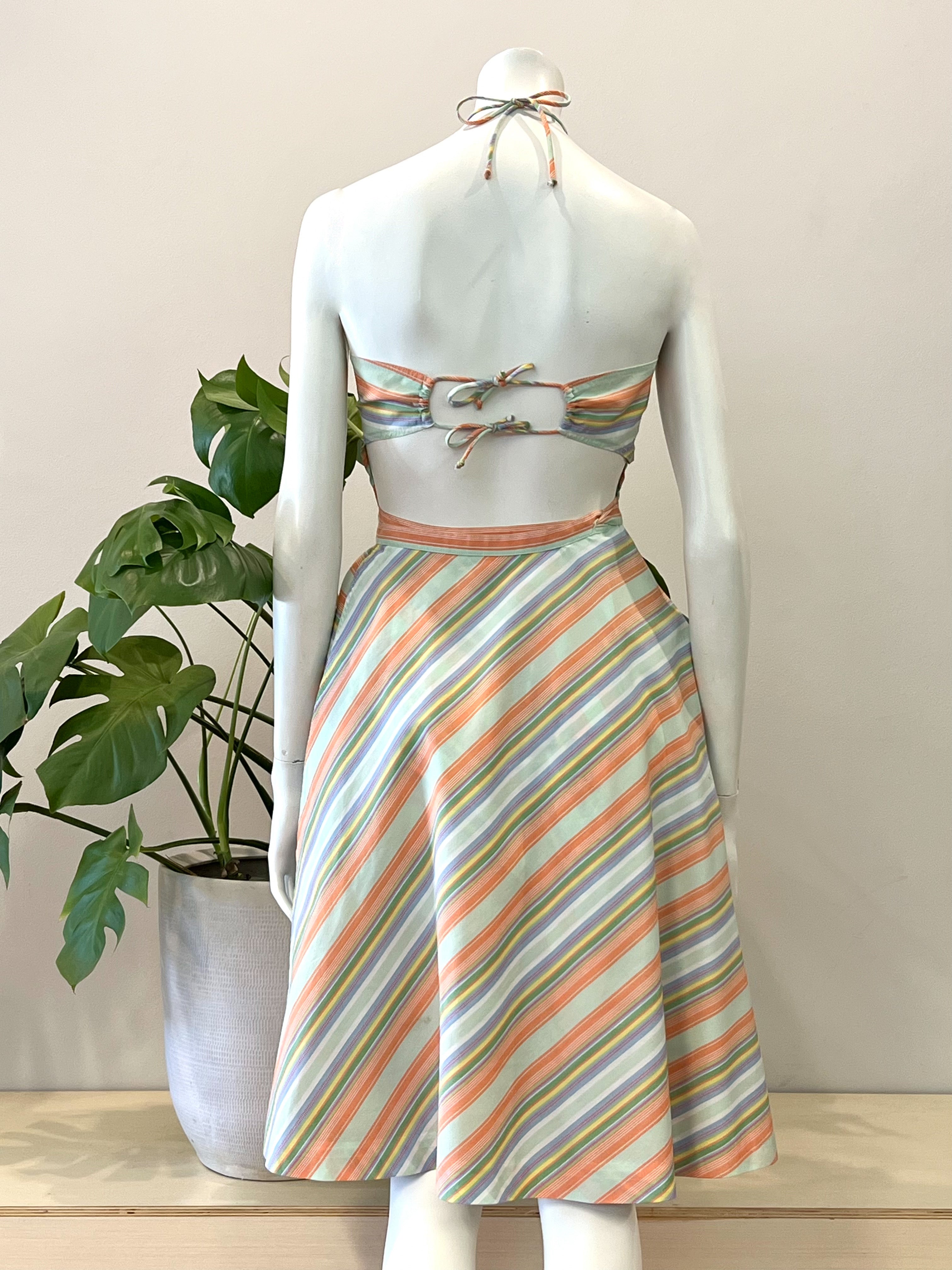 chevron pastel dress Vintage Long Pastel Chevron Dress