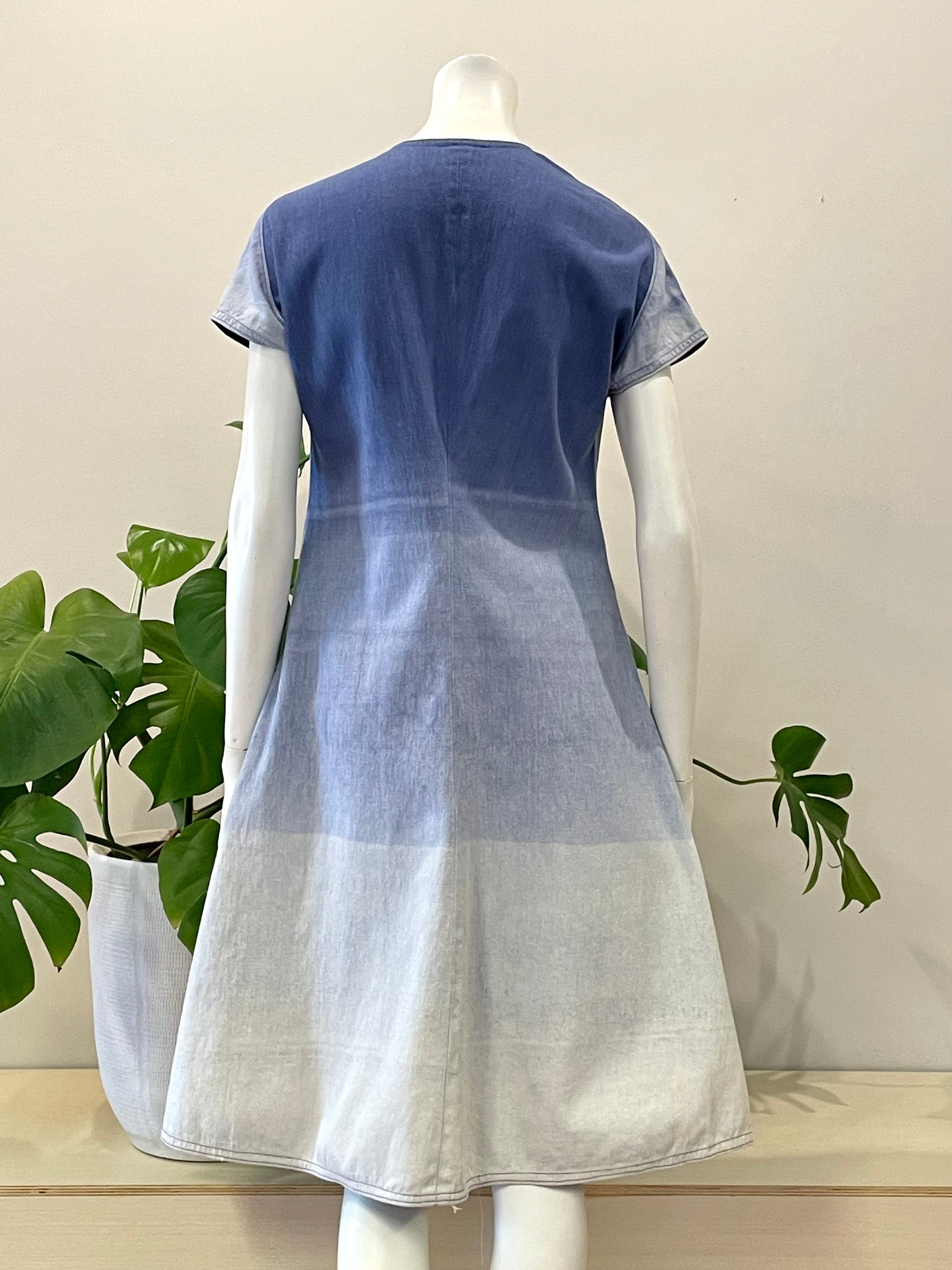 vintage ombr hand dip dyed A line denim dress 70s hong kong vintage vintage ombr hand dip dyed A line denim dress 70s hong kong vintage