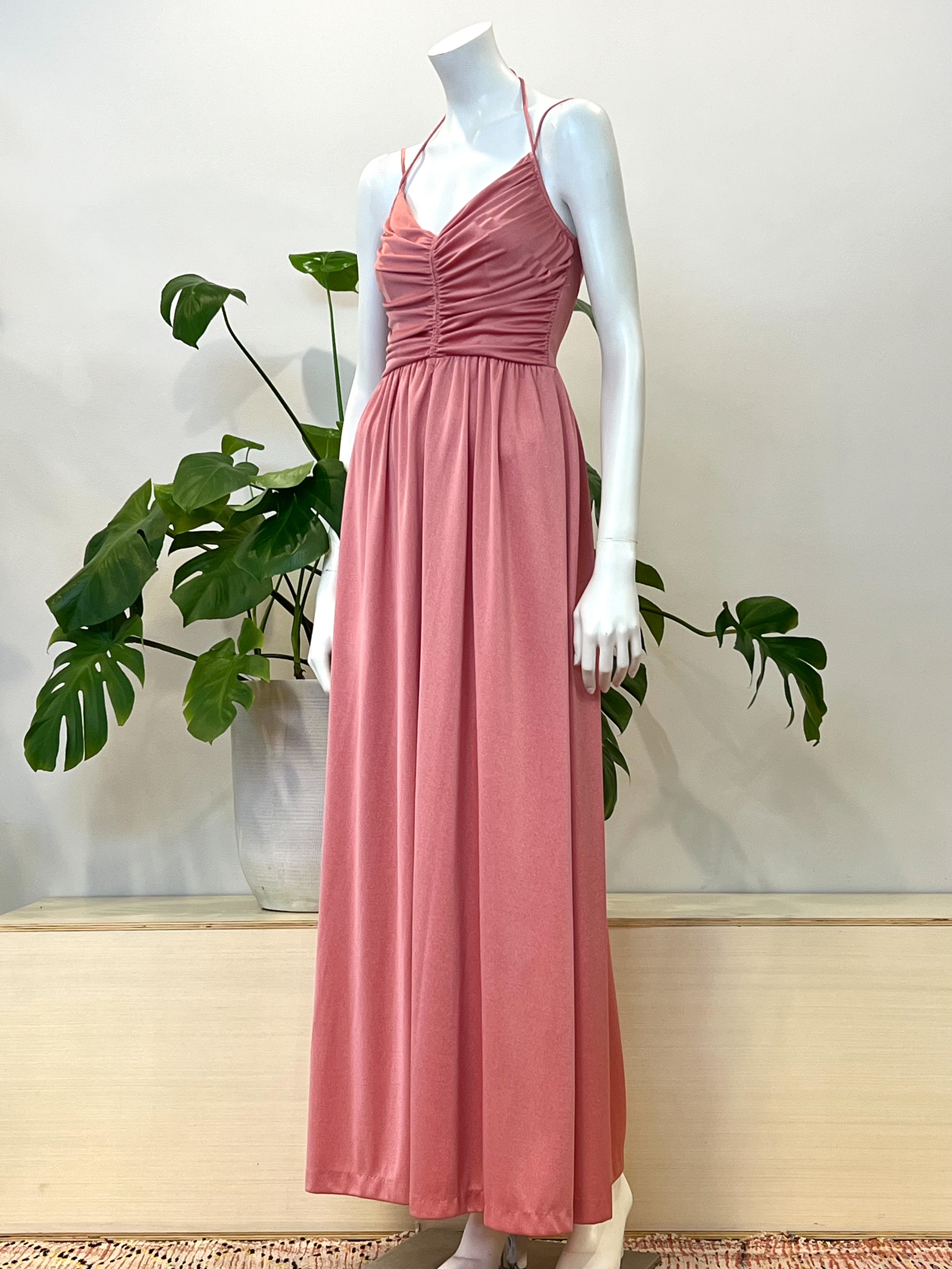 vintage carnation pink slinky spaghetti strap halter dress 70s hong kong vintage vintage carnation pink slinky spaghetti strap halter dress 70s hong kong vintage