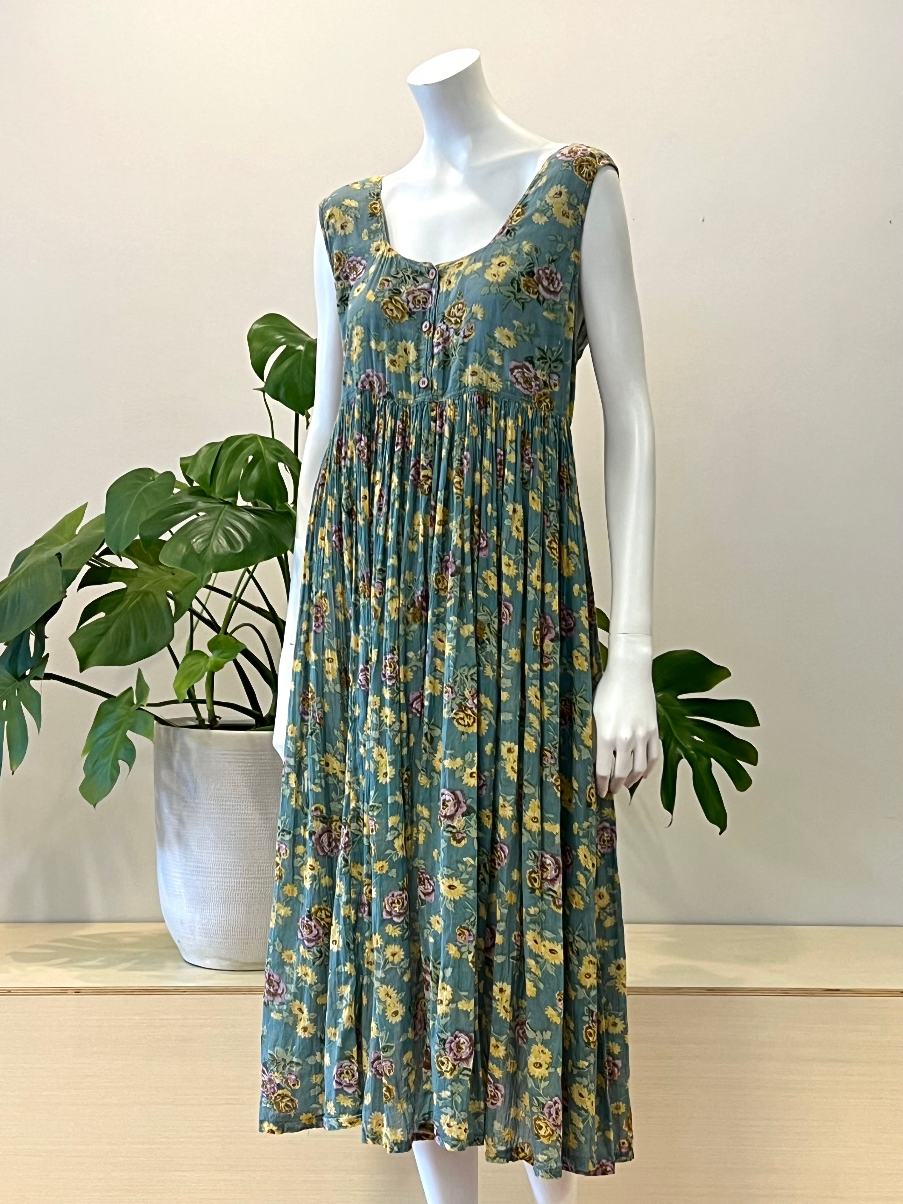 vintage floral Indian cotton gauze babydoll tank dress 80s hong kong vintage vintage floral Indian cotton gauze babydoll tank dress 80s hong kong vintage