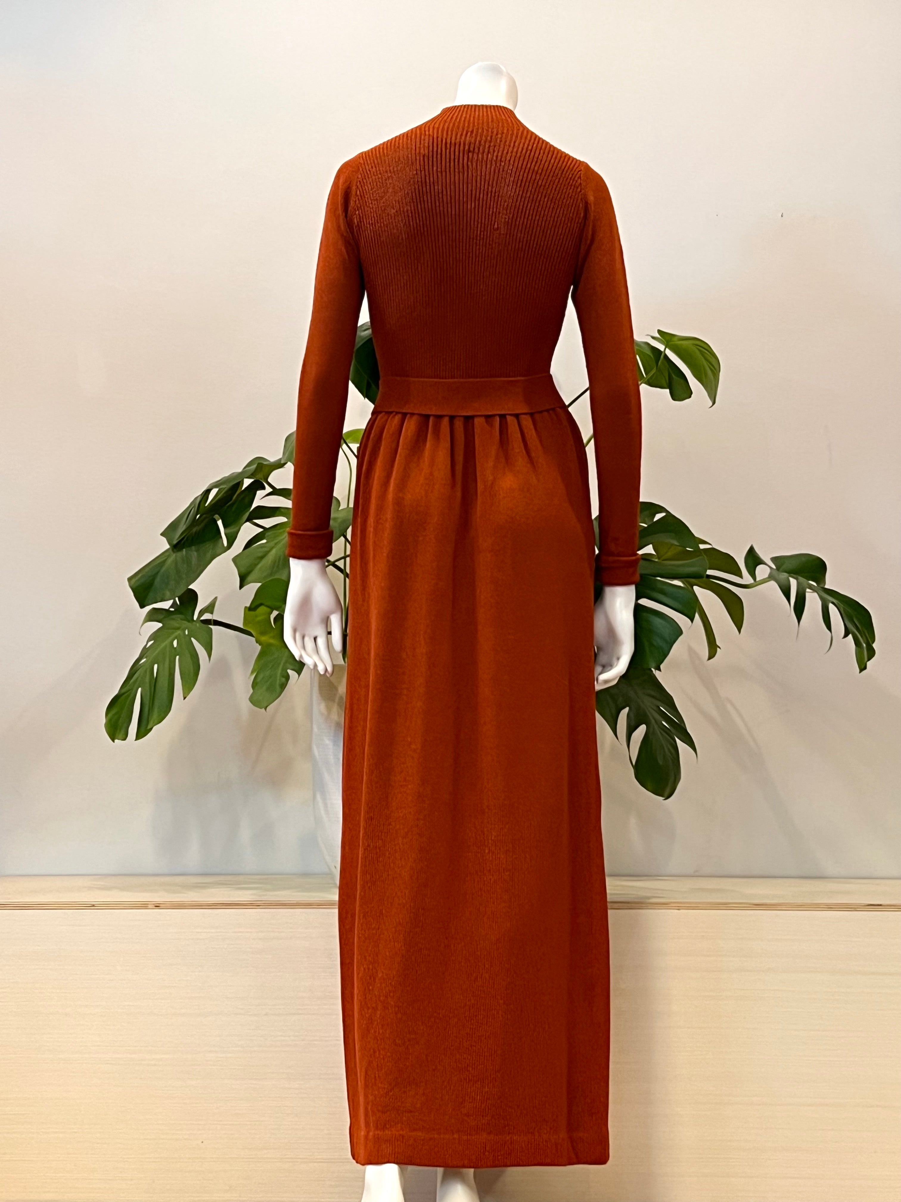 vintage Adolfo rust Santana knit sweater maxi dress 70s hong kong vintage vintage Adolfo rust Santana knit sweater maxi dress 70s hong kong vintage