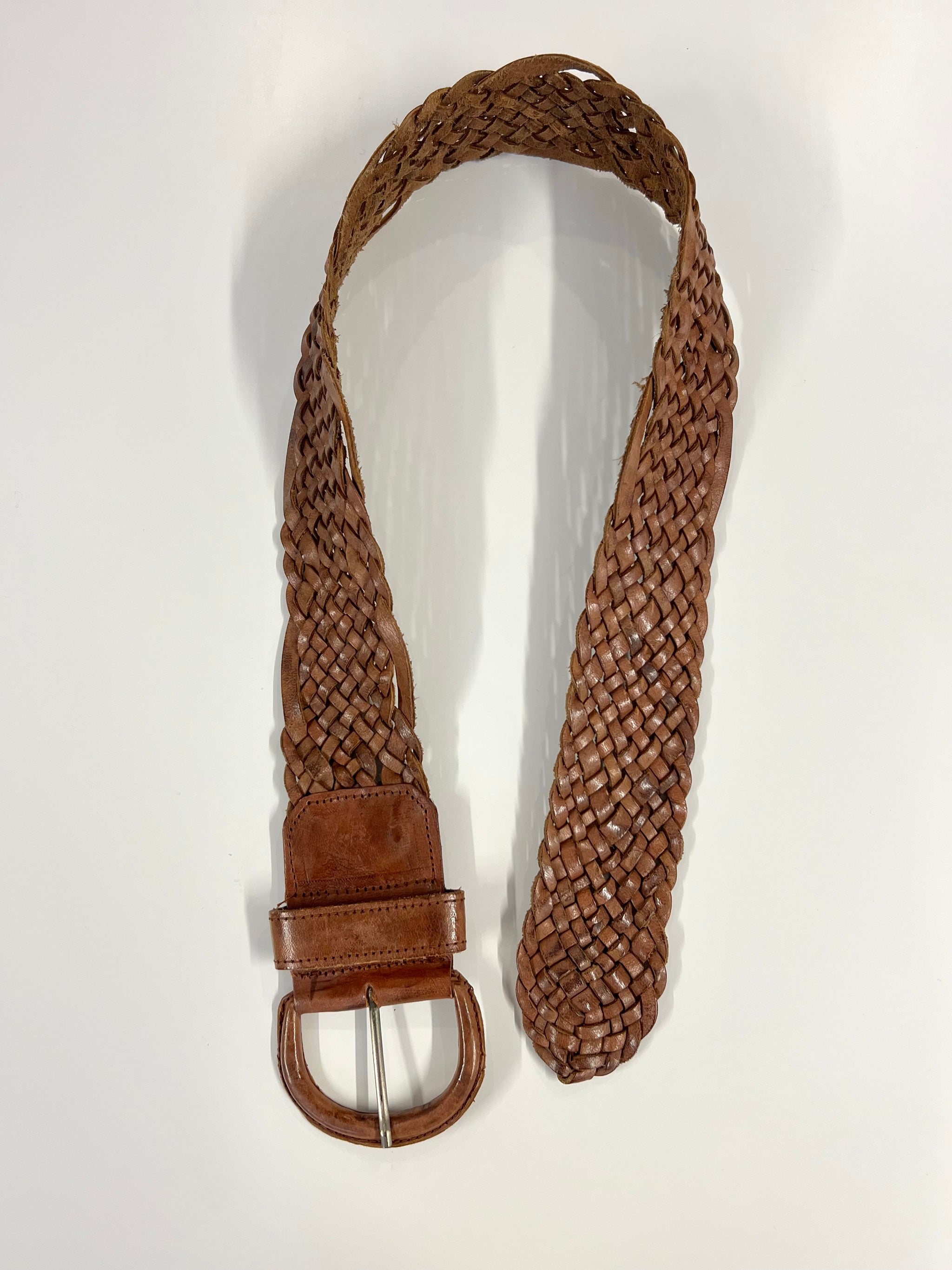 1980\'s Pastel Belt Braided Cording Ceramic Buckle Cloth Braid Belt With Brushed Nickel Buckle - w.kleinberg main image 2
