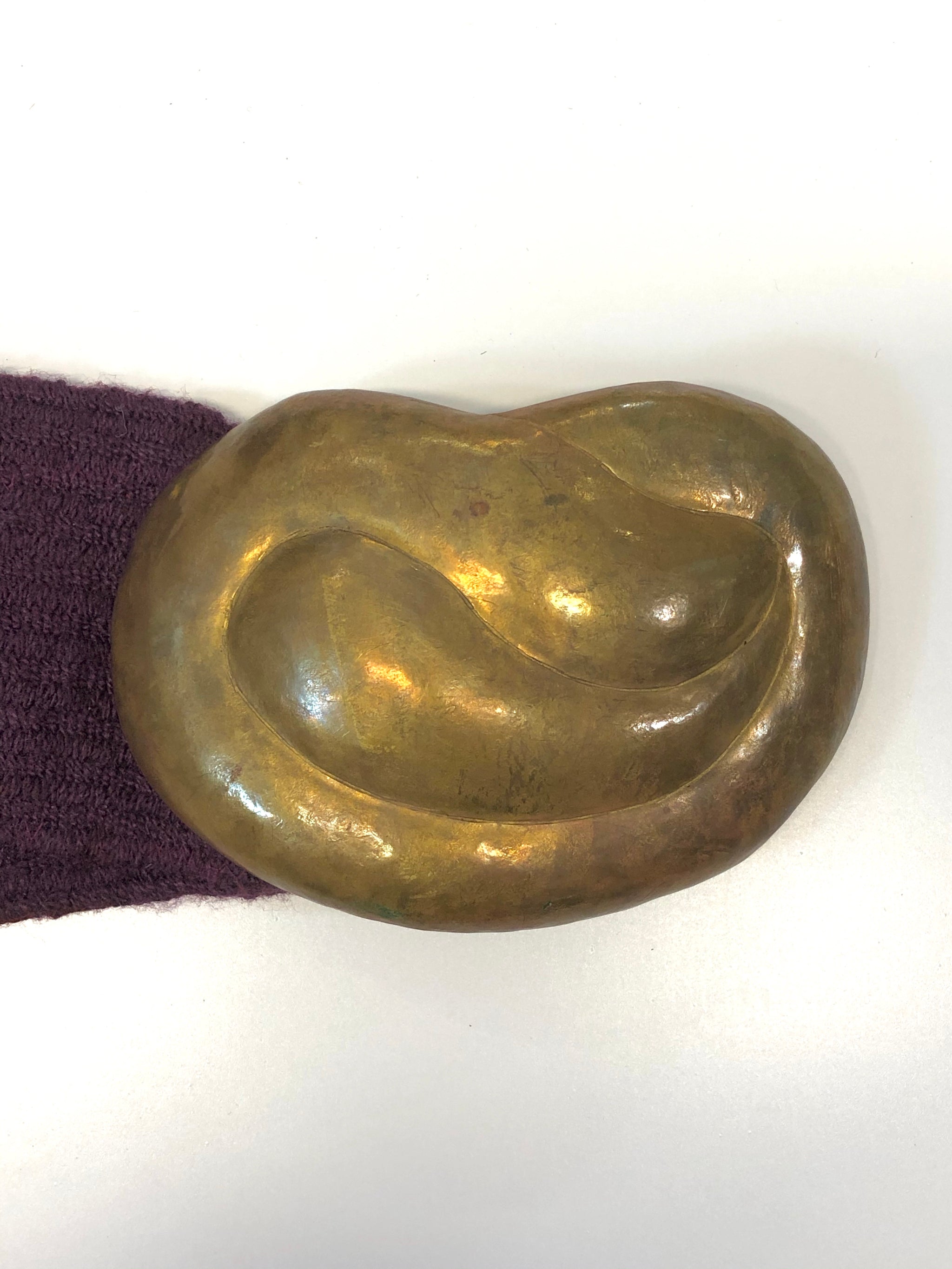vintage Rafael Sanchez plum fabric stretch belt w/ brass  display picture 2