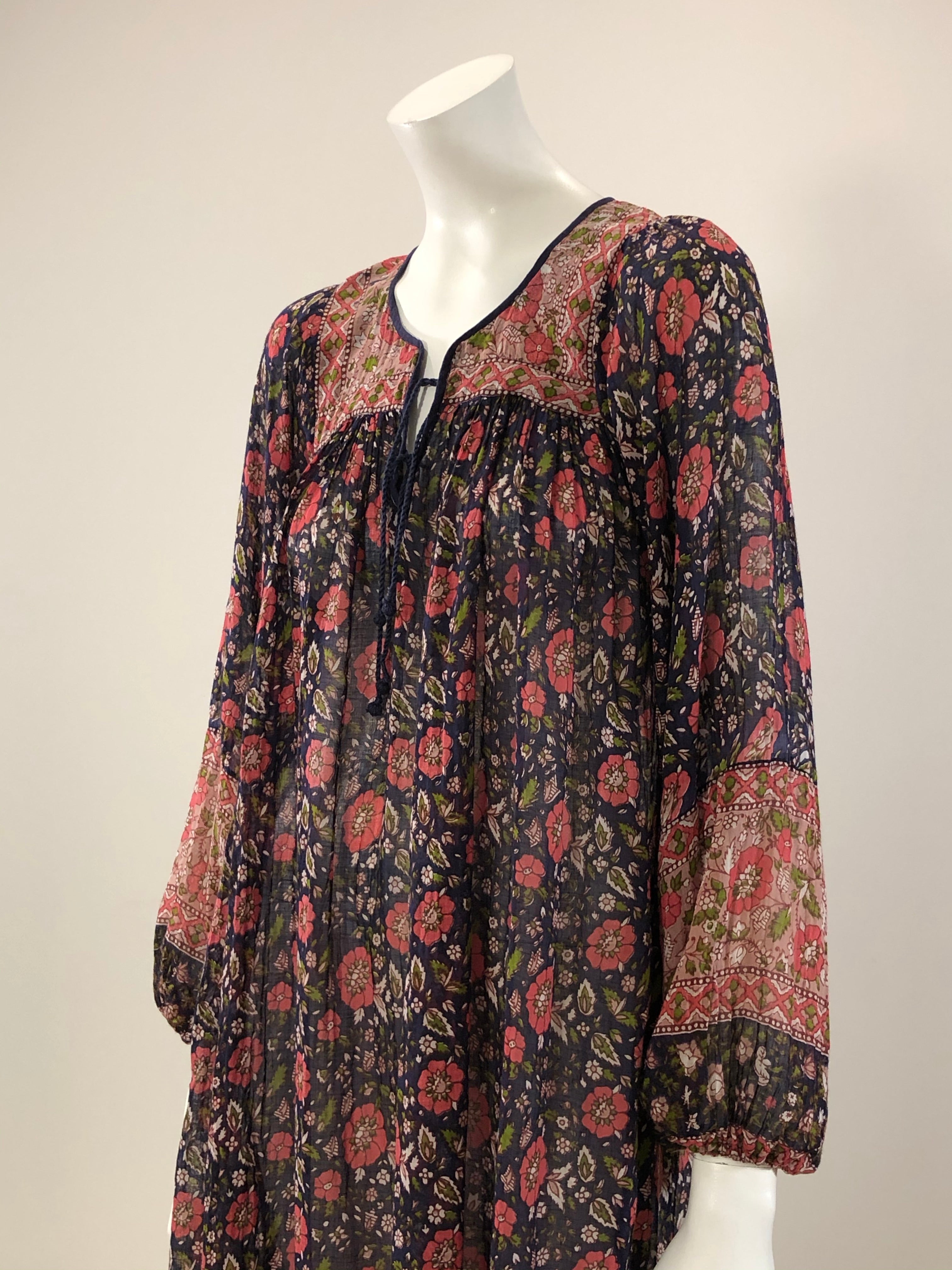 vintage Star of India block print cotton tissue gauze dress 70s hong kong vintage vintage Star of India block print cotton tissue gauze dress 70s hong kong vintage