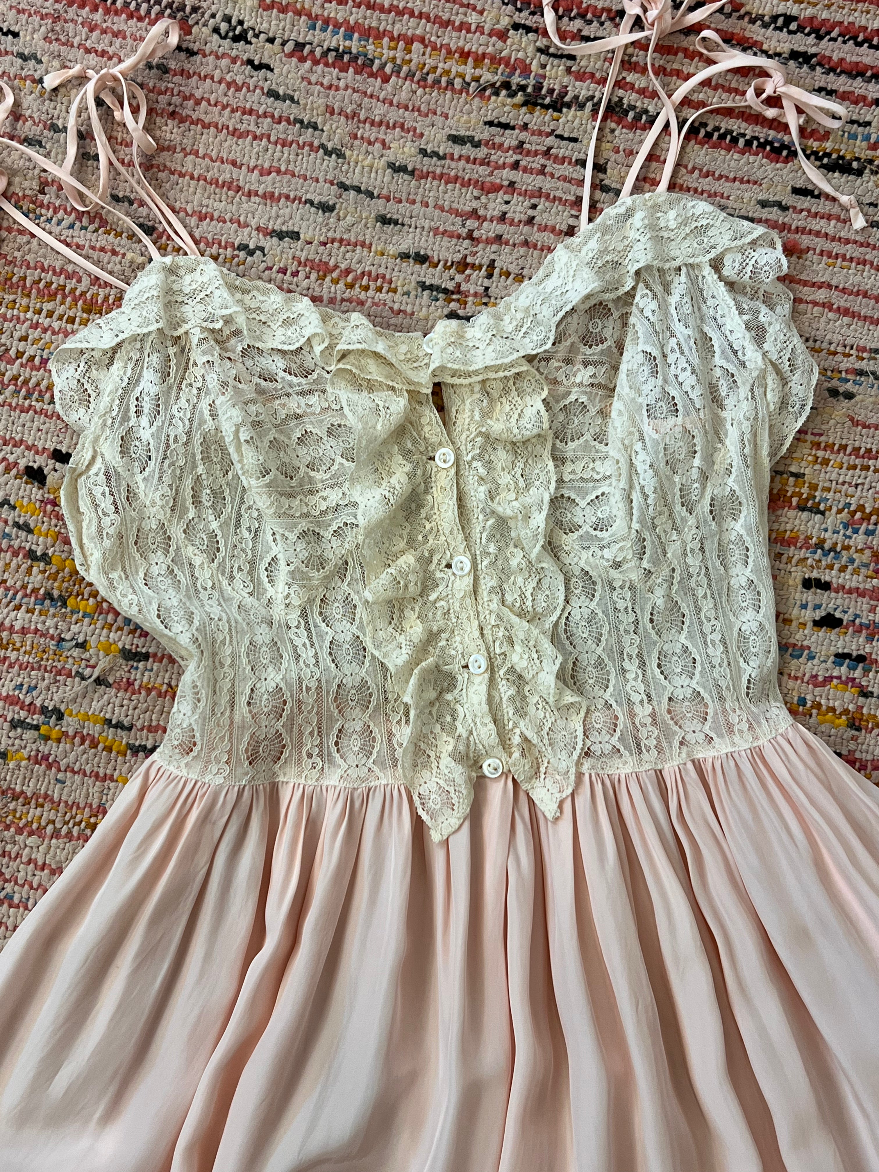 vintage ruffled lace bodice & pink rayon nightgown 60s hong kong vintage vintage ruffled lace bodice & pink rayon nightgown 60s hong kong vintage