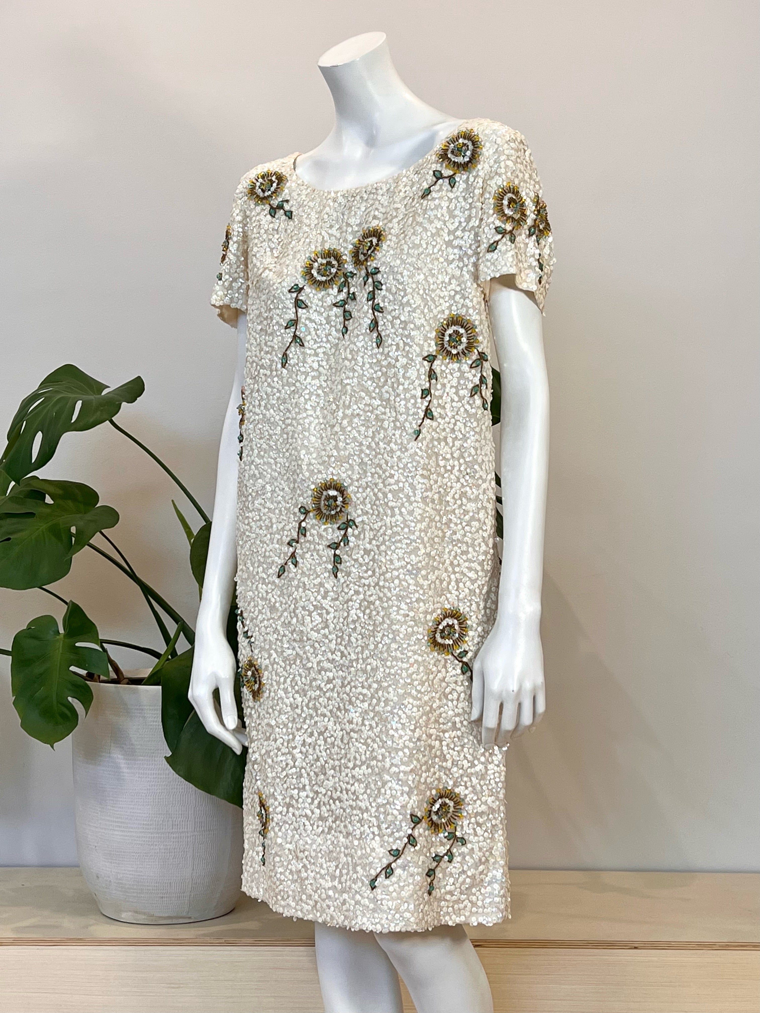 vintage ivory white hand beaded & sequined T shirt dress w/ abstract f hong kong vintage vintage ivory white hand beaded & sequined T shirt dress w/ abstract f hong kong vintage