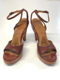 Vintage Bare Traps Women's 9.5 Leather & Metal Cherry Flat Boho Sandals  Italian