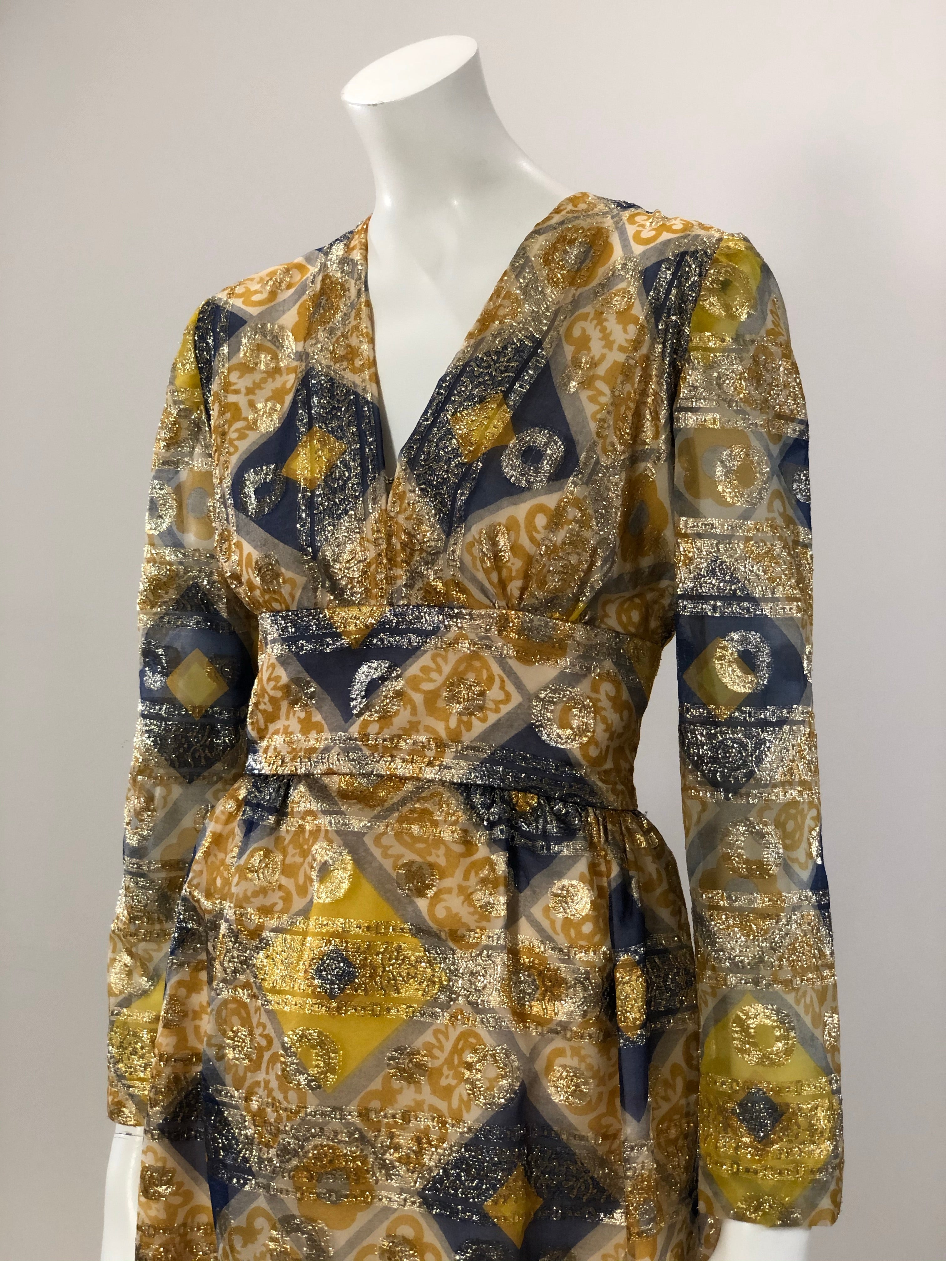vintage Victor Costa Romantica lurex block print dress 60s – hong kong vintage