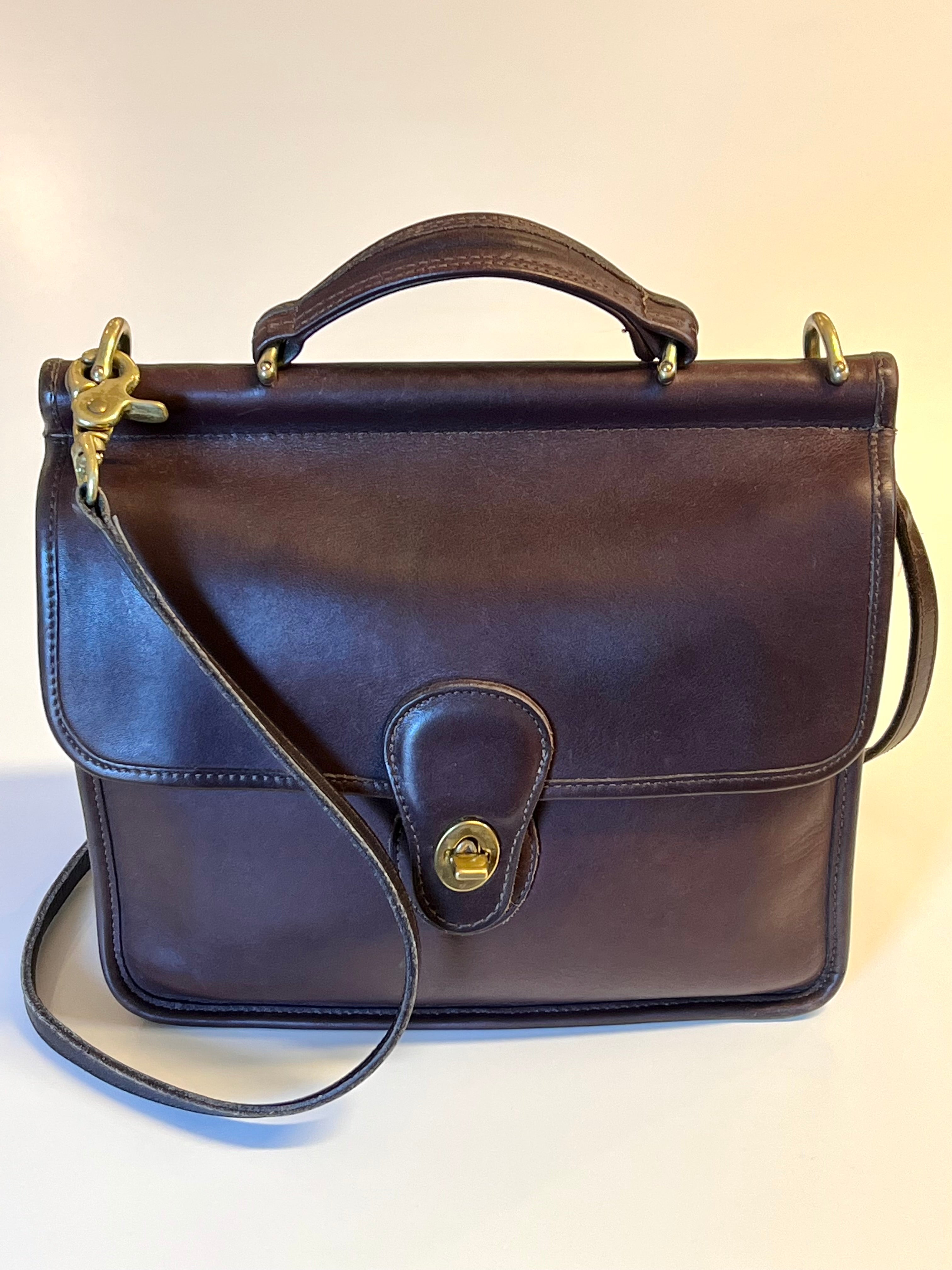 80's Vintage COACH dark brown leather shoulder bag, handbag in
