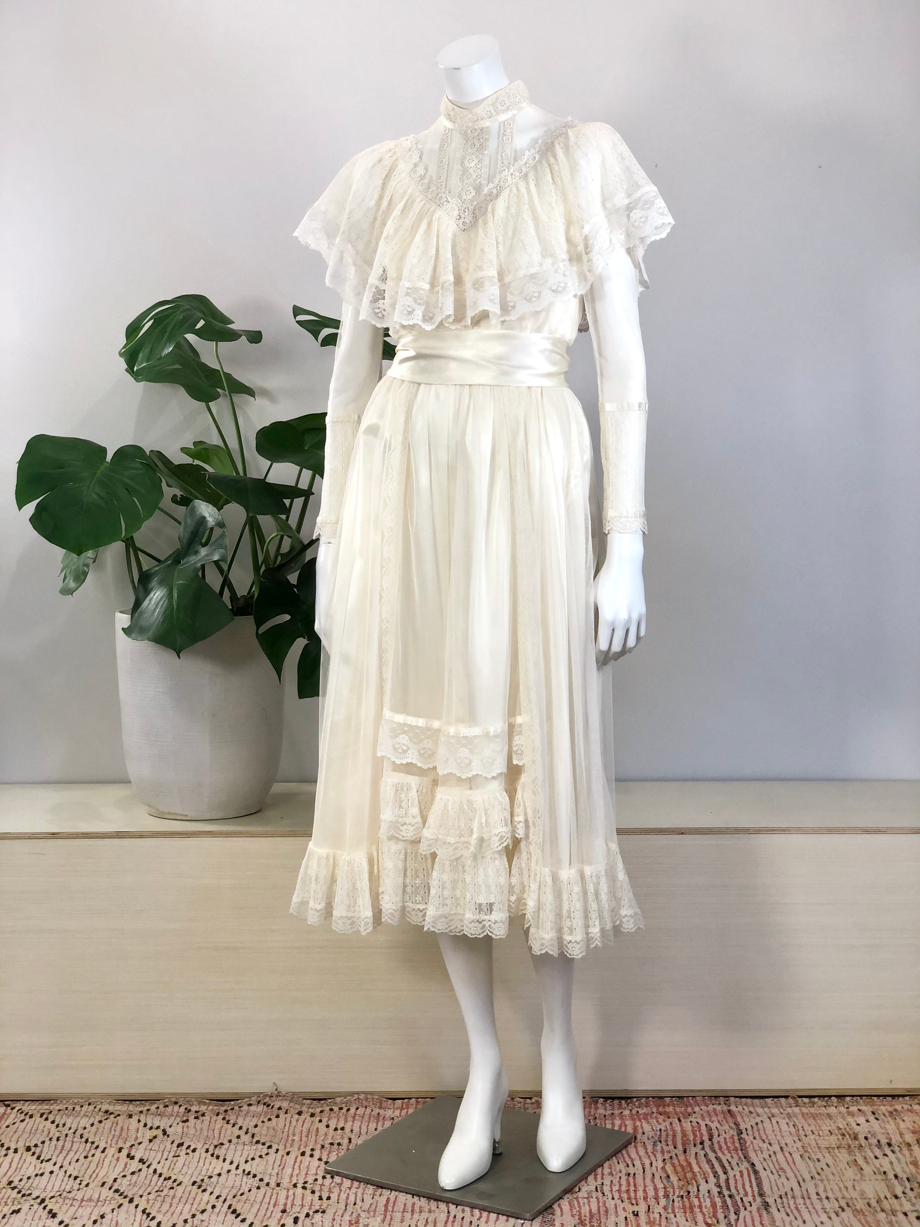 vintage Gunne Sax ivory lace & tulle prairie dress 70s – hong kong vintage vintage Gunne Sax ivory lace & tulle prairie dress 70s – hong kong vintage
