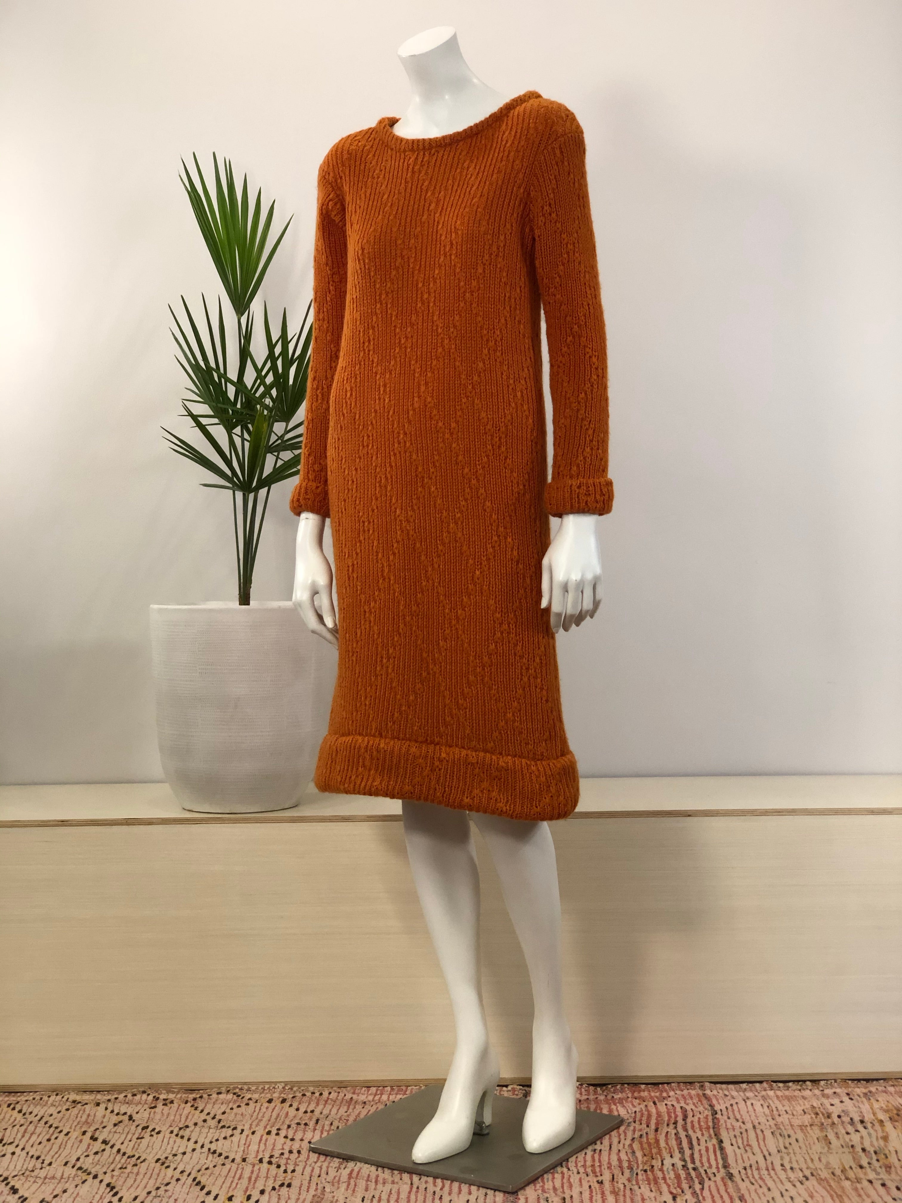 vintage Edie Gladstone orange chunky knit sweater dress 60s hong kong vintage vintage Edie Gladstone orange chunky knit sweater dress 60s hong kong vintage
