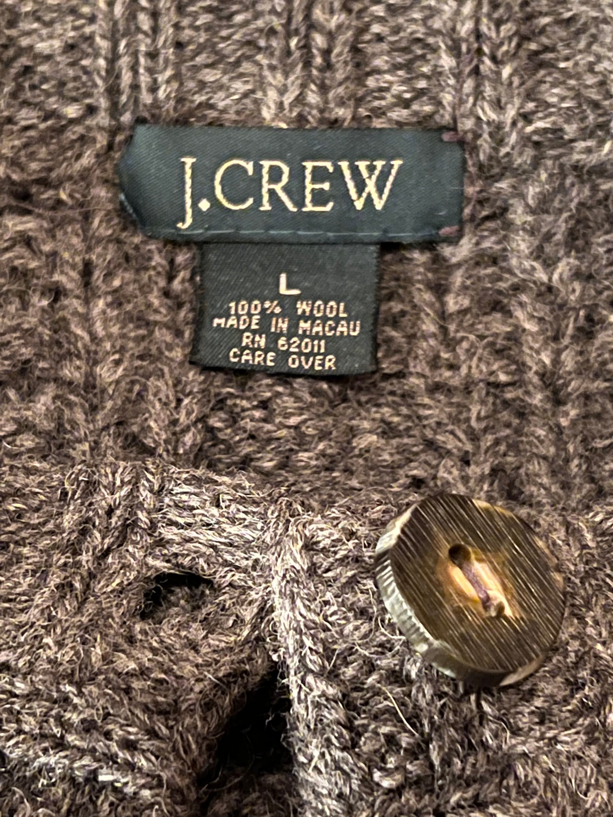 vintage J Crew chunky charcoal grey cable knit wool cardigan