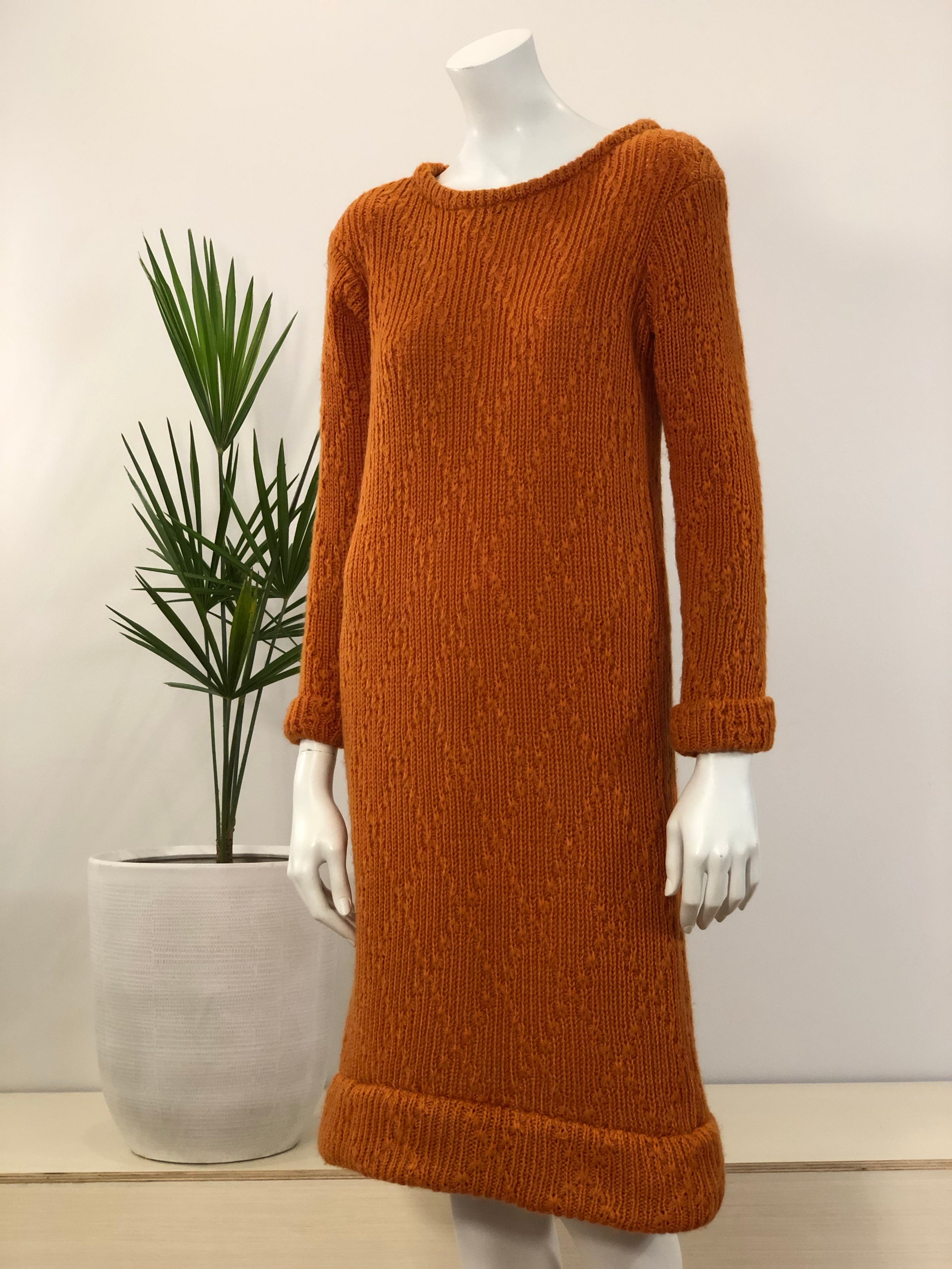 vintage Edie Gladstone orange chunky knit sweater dress 60s hong kong vintage vintage Edie Gladstone orange chunky knit sweater dress 60s hong kong vintage