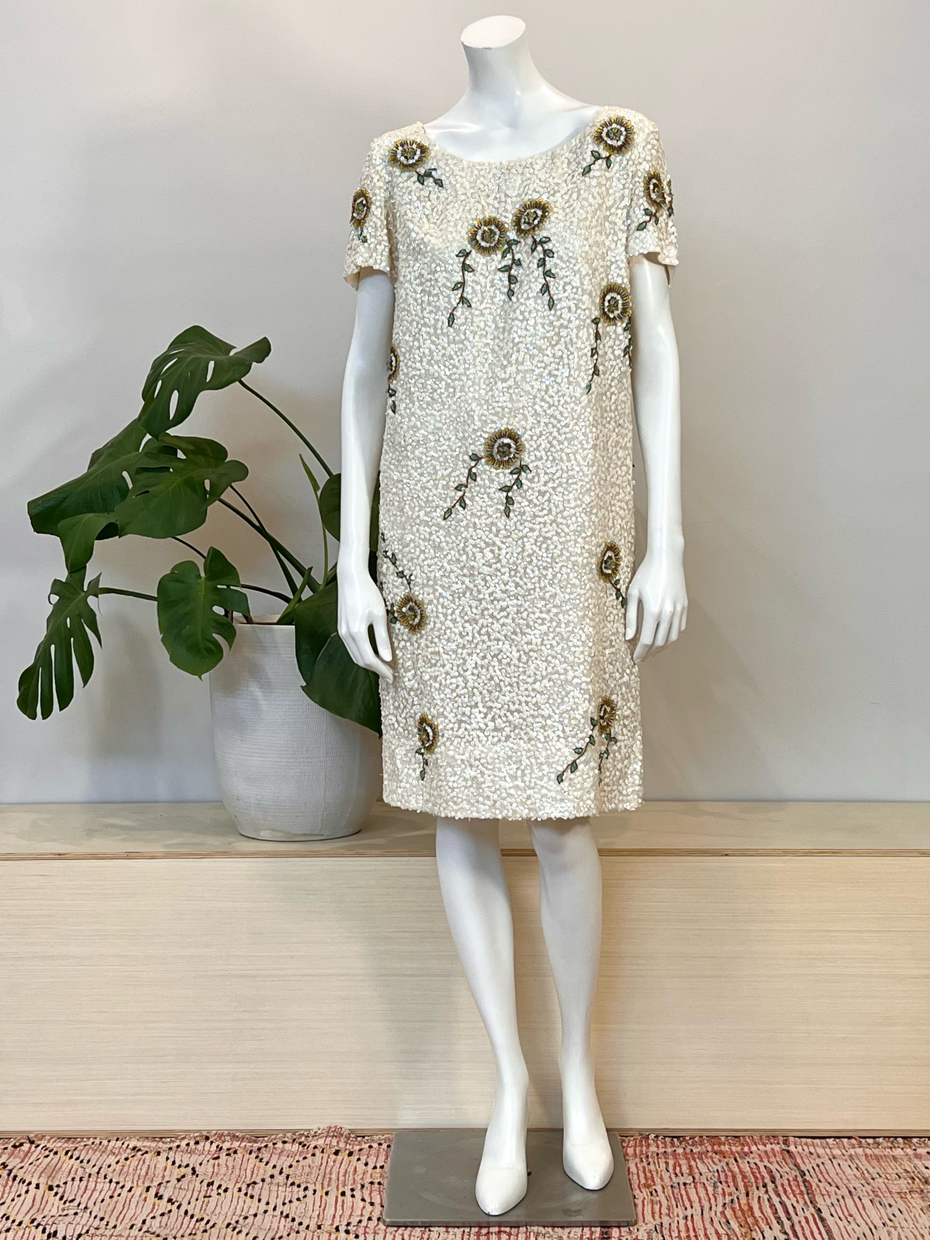 vintage ivory white hand beaded & sequined T shirt dress w/ abstract f hong kong vintage vintage ivory white hand beaded & sequined T shirt dress w/ abstract f hong kong vintage